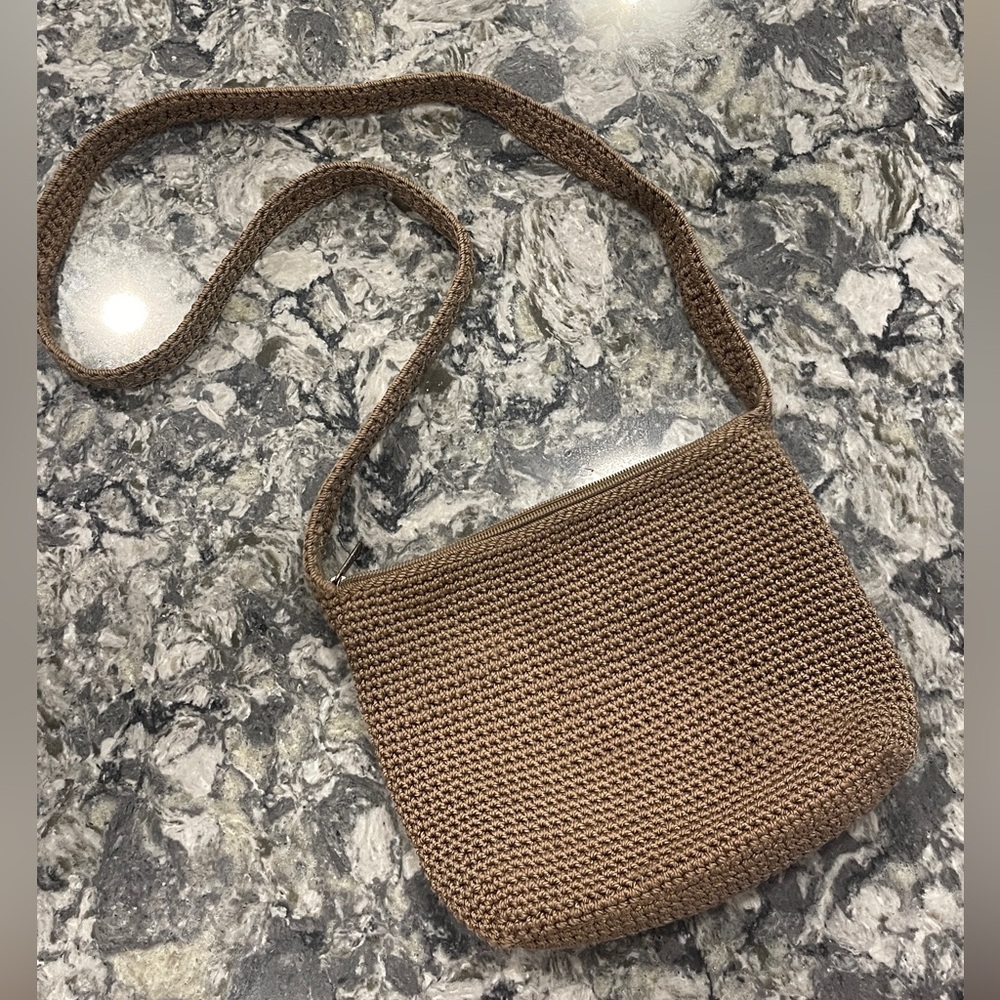 The Sak Original Small Tan Ecru Crochet Crossbody Bag Handmade In Indonesia